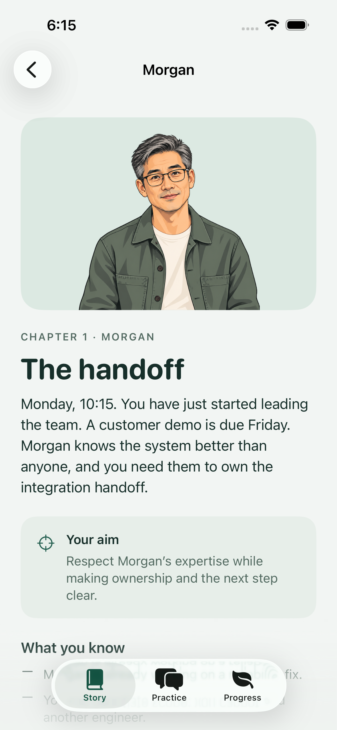 Chaire app situation brief screen